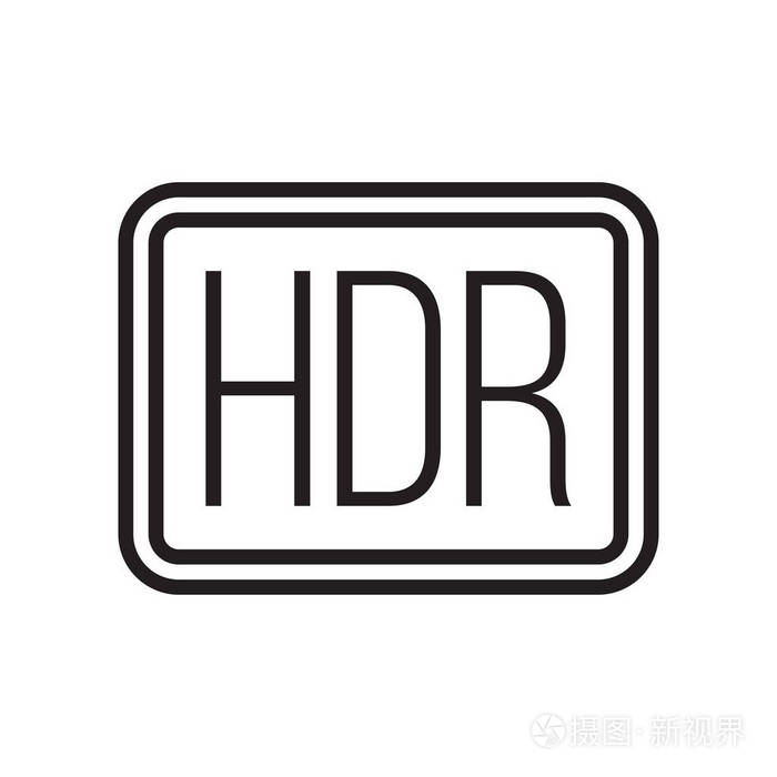 在白色背景上的 hdr 图标矢量符号和符号被隔离, hd