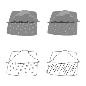 天气和气候标志的向量例证。收集天气和云矢量图标的股票