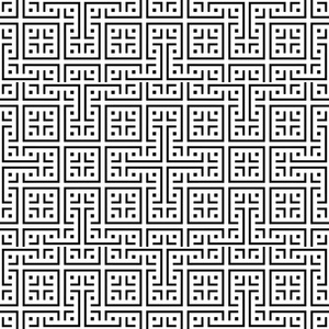 典雅的黑色和白色矢量模式，几何方形瓷砖