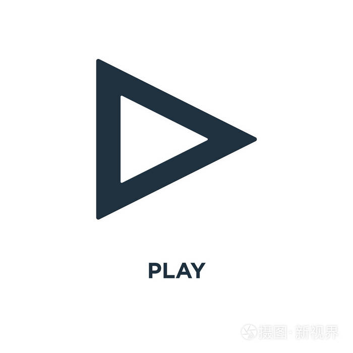 播放图标.黑色填充矢量图.在白色背景上播放符号.可用于网络和移动