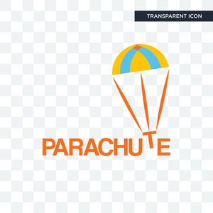 降落伞矢量图标隔离在透明的背景下, Parach