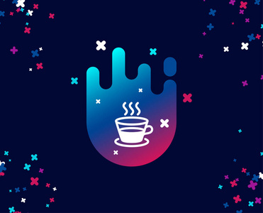 咖啡和茶简单的图标。热饮料标志。新鲜饮料符号。带有图标的酷横幅。具有渐变的抽象形状。向量