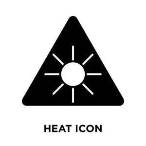 热图标矢量隔离在白色背景上, 标志概念上的热标志在透明背景下, 填充黑色符号