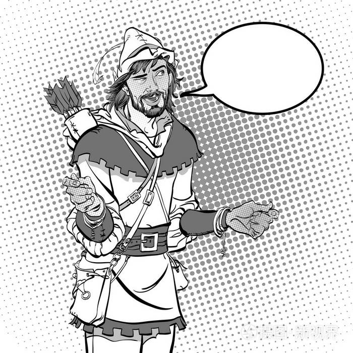 插画 笑罗宾汉.奇怪的罗宾汉.中世纪传奇.中世纪传奇的英雄.