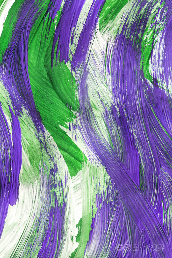 绿色与紫色抽象丙烯酸绘画背景