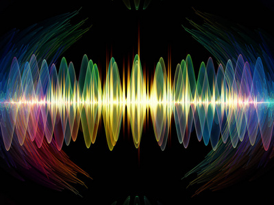 波函数系列。设计的彩色正弦振动, 光和分形元素, 作为背景的项目有关的声音均衡器, 音乐频谱和量子概率