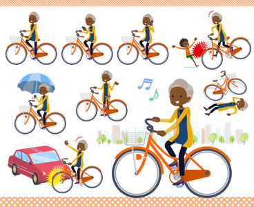 一组骑着城市自行车的老妇人。有行为举止和麻烦。它的矢量艺术, 所以它很容易编辑