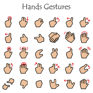 手的手势图标设置在一个白色的背景上
