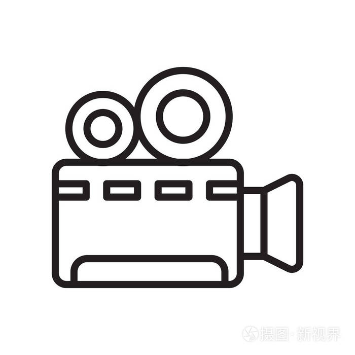视频摄像机图标矢量隔离在白色背景, 视频凸轮