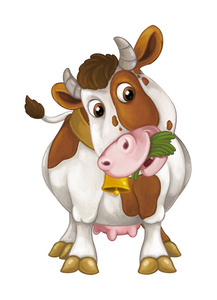 兔子吃草动漫图牛是站, 休息, 看和吃草照片