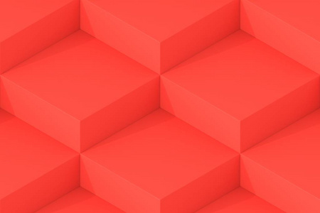 红色正方形抽象背景。多维数据集背景。3d 渲染背景