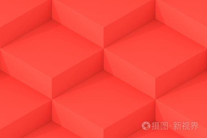 红色正方形抽象背景.多维数据集背景.3d 渲染背景