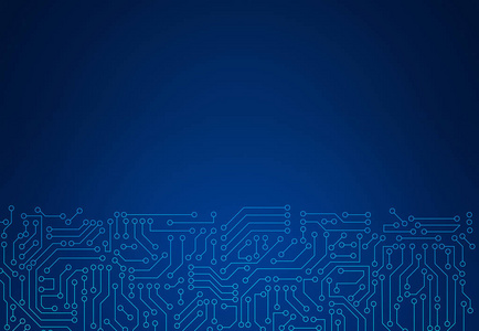 蓝色电路板图案纹理。高科技背景的数字计算机技术的概念。3d 抽象插图