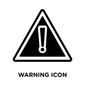警告图标矢量隔离在白色背景上, 标志概念的警示标志上透明背景, 实心黑色符号