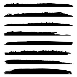 矢量集合艺术又脏又臭的黑漆手制作创意画笔描边设置隔离在白色背景。一组抽象 grunge 草图设计教育或图形艺术装饰