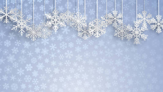 圣诞背景与垂悬的雪花