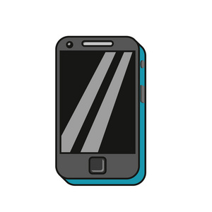 手机上白色孤立的卡通风格.矢量插画