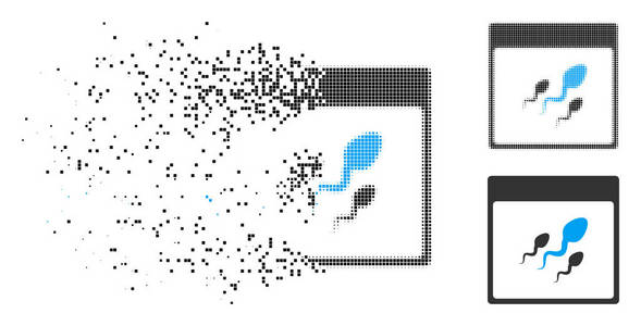 断开的失真半色调 Spermatozoids 日历页面图标