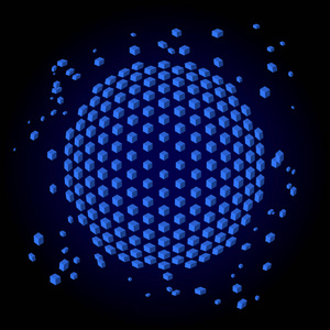 最小数组大数据。数字数据可视化。几何图形背景立方体与通信