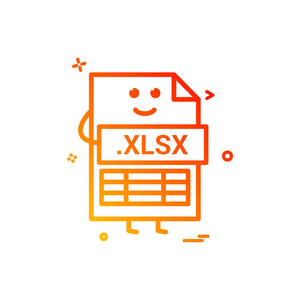 计算机 xlsx 文件格式类型图标矢量设计