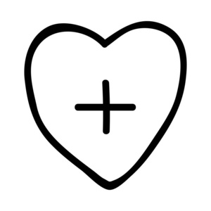 心与十字符号平面图标, 向量, 插图