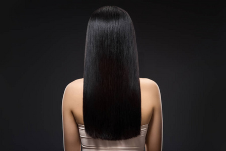 发型背面视图男性头与头发损失症状背面复合图像的wo长头发妇女的