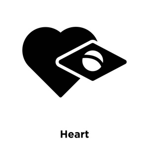 心图标向量被隔离在白色背景上, 标志概念的心脏标志在透明背景, 充满黑色符号