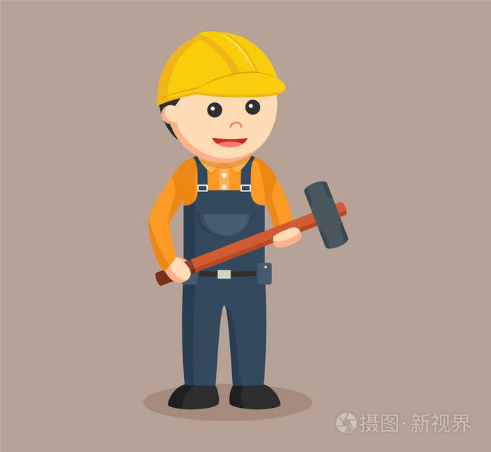 建筑工人用大锤