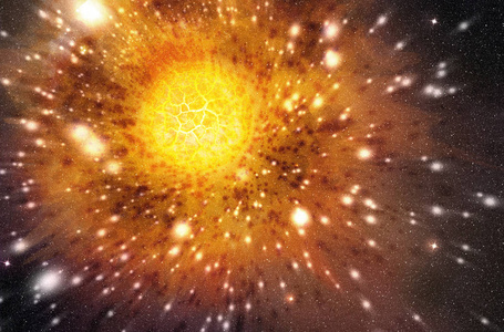 恒星爆炸在外层空间背景