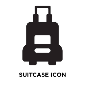 手提箱图标矢量隔离在白色背景, 标志概念的手提箱标志上透明背景, 实心黑色符号