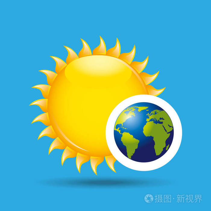 地球自转太阳图标设计