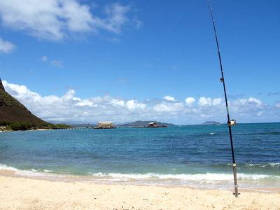 在大西洋海岸钓鱼杆