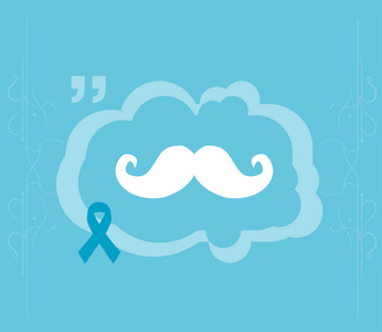 白胡子和蓝色的前列腺癌在蓝色背景上的认识