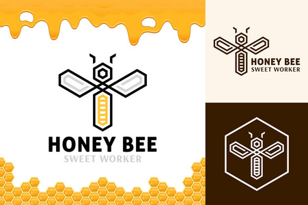 不同背景的蜂窝蜂蜜蜜蜂标志