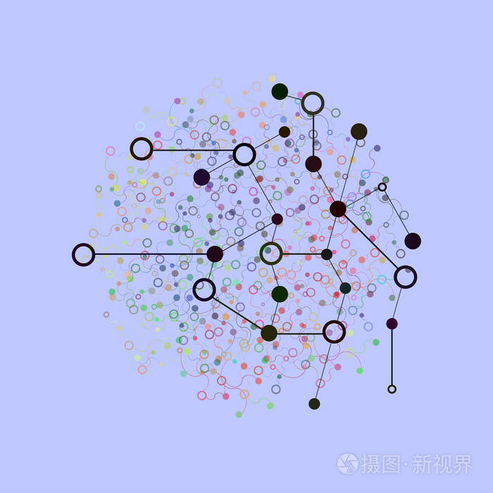 社会网络图形的概念。抽象背景带点数组和线。几何现代技术的概念。连接结构。数字数据可视化