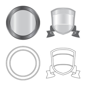 会徽和徽章符号的矢量设计。股票会徽和贴纸矢量图标的收集