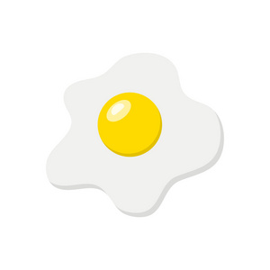 炒鸡蛋在白色背景下, 彩色煎蛋。矢量插图