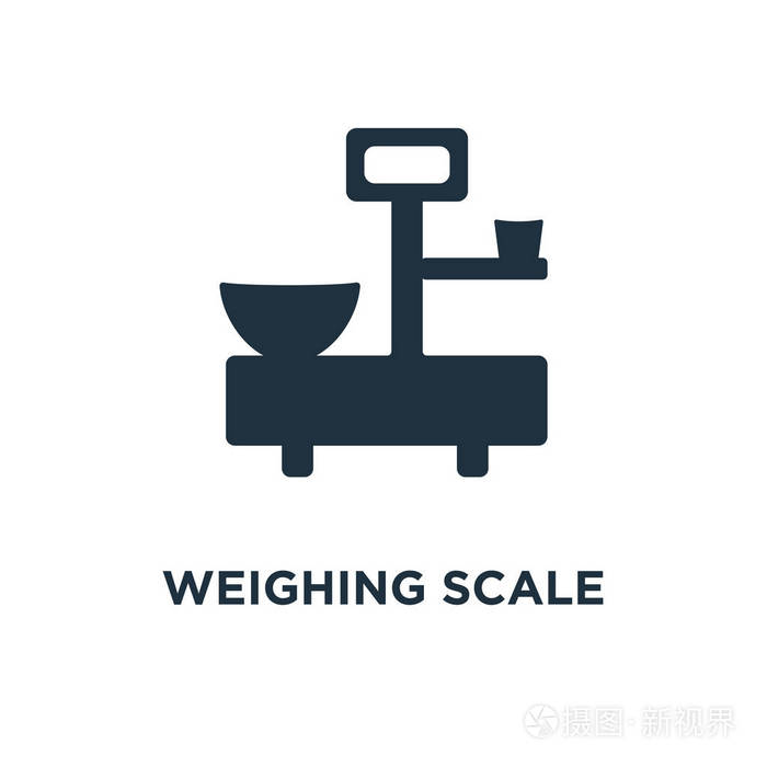 称重秤图标.黑色填充矢量图.在白色背景上称量刻度符号.