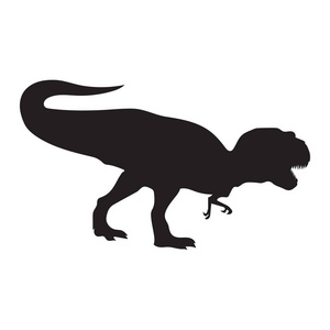 恐龙 Tirex 黑色的剪影。矢量插图