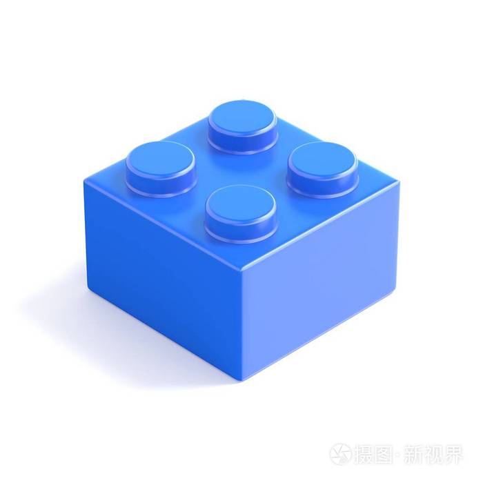 蓝色塑料积木,儿童玩具.顶视图.3d