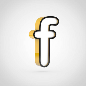 金色字母 f 小写, 带白色脸部和黑色轮廓.