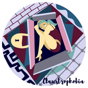 幽闭恐惧症向量例证以紫罗兰色.图片是关于最常见的恐惧症.