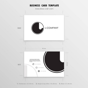 名片设计模板。名称卡符号。调整大小 55 毫米 x