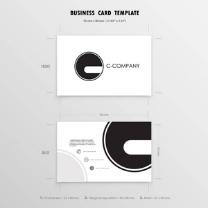 名片设计模板。名称卡符号。调整大小 55 毫米 x