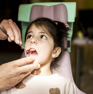 小女孩在牙医检查