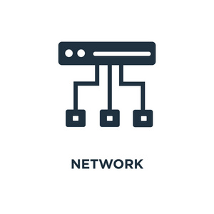 网络图标。黑色填充矢量图。白色背景上的网络符号。可用于网络和移动