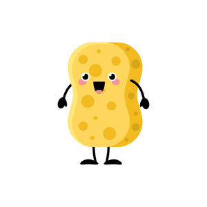 可爱卡通黄色海绵字符矢量插图隔离照片