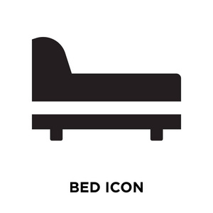 床图标矢量在白色背景下隔离, 标志概念的床上标志透明背景, 实心黑色