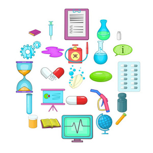 物质的图标集,卡通风格照片