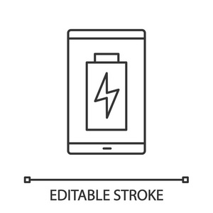 智能手机电池充电线性图标图片